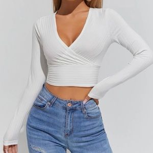 PETITE Neck Crop Tee